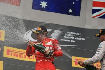 World © Octane Photographic Ltd. Sunday 27th July 2014. Hungarian GP, Hungaroring - Budapest. Podium. Mercedes AMG Petronas F1 W05 Hybrid – Lewis Hamilton and Scuderia Ferrari F14T - Fernando Alonso. Digital Ref: 1074LB1D4519