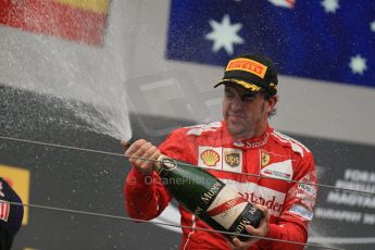 World © Octane Photographic Ltd. Sunday 27th July 2014. Hungarian GP, Hungaroring - Budapest. Podium. Scuderia Ferrari F14T - Fernando Alonso. Digital Ref: 1074LB1D4541