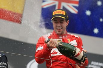 World © Octane Photographic Ltd. Sunday 27th July 2014. Hungarian GP, Hungaroring - Budapest. Podium. Scuderia Ferrari F14T - Fernando Alonso. Digital Ref: 1074LB1D4563