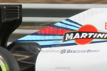 World © Octane Photographic Ltd. Friday 25th July 2014. Hungarian GP, Hungaroring - Budapest. - Formula 1 Practice 1. Williams Martini Racing FW36 airbox cover close up – Valtteri Bottas. Digital Ref: