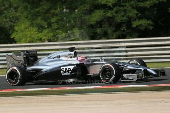World © Octane Photographic Ltd. Friday 25th July 2014. Hungarian GP, Hungaroring - Budapest. - Formula 1 Practice 1. McLaren Mercedes MP4/29 - Jenson Button. Digital Ref: