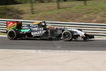 World © Octane Photographic Ltd. Friday 25th July 2014. Hungarian GP, Hungaroring - Budapest. - Formula 1 Practice 2. Sahara Force India VJM07 – Sergio Perez. Digital Ref:   1057CB7D6808