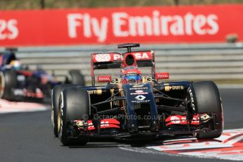 World © Octane Photographic Ltd. 2014 Friday 25th July 2014. Hungarian GP, Hungaroring - Budapest. Practice 2. Lotus F1 Team E22 - Romain Grosjean. Digital Ref: 1057LB1D0171