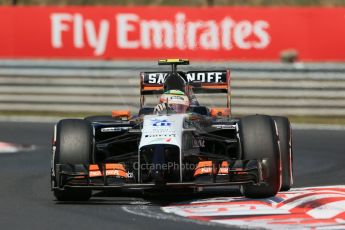 World © Octane Photographic Ltd. 2014 Friday 25th July 2014. Hungarian GP, Hungaroring - Budapest. Practice 2. Sahara Force India VJM07 – Sergio Perez. Digital Ref: 1057LB1D0205