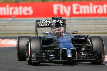 World © Octane Photographic Ltd. 2014 Friday 25th July 2014. Hungarian GP, Hungaroring - Budapest. Practice 2. McLaren Mercedes MP4/29 - Jenson Button. Digital Ref: 1057LB1D0394