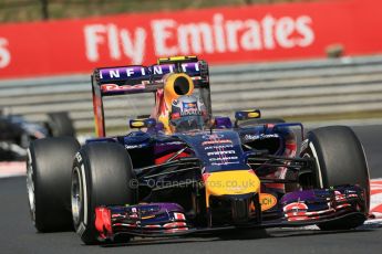 World © Octane Photographic Ltd. 2014 Friday 25th July 2014. Hungarian GP, Hungaroring - Budapest. Practice 2. Infiniti Red Bull Racing RB10 – Daniel Ricciardo. Digital Ref: 1057LB1D0530