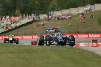 World © Octane Photographic Ltd. 2014 Friday 25th July 2014. Hungarian GP, Hungaroring - Budapest. Practice 2. Mercedes AMG Petronas F1 W05 Hybrid – Lewis Hamilton. Digital Ref: 1057LB1D0898