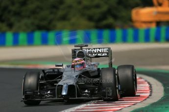 World © Octane Photographic Ltd. 2014 Saturday 26th July 2014. Hungarian GP, Hungaroring - Budapest. Practice 3. McLaren Mercedes MP4/29 - Jenson Button. Digital Ref: 1064LB1D1474