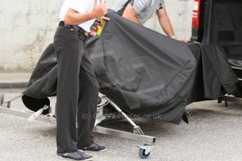 World © Octane Photographic Ltd. Saturday 26th July 2014. Hungarian GP, Hungaroring - Budapest. Qualifying. Mercedes AMG Petronas F1 personnel bring in new floor. Digital Ref: 1065CB7D7806