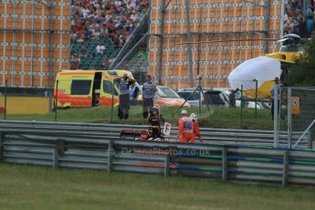 World © Octane Photographic Ltd. Saturday 26th July 2014. Hungarian GP, Hungaroring - Budapest. Qualifying. Lotus F1 Team E22 - Romain Grosjean retires. Digital Ref: 1065LB1D1969