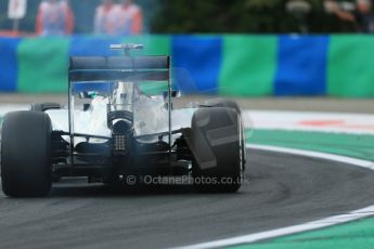 World © Octane Photographic Ltd. Saturday 26th July 2014. Hungarian GP, Hungaroring - Budapest. Qualifying. Mercedes AMG Petronas F1 W05 Hybrid – Lewis Hamilton exhaust goes on fire. Digital Ref: 1065LB1D2047