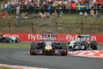 World © Octane Photographic Ltd. Sunday 27th July 2014. Hungarian GP, Hungaroring - Budapest. Formula 1 Race. Infiniti Red Bull Racing RB10 - Sebastian Vettel. Digital Ref: 1073LB1D4105
