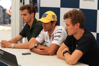 World © Octane Photographic Ltd. Friday 25th July 2014. GP2 Qualifying Press Conference – Hungarian GP, Hungaroring - Budapest. Felipe Nasr (1st) - Carlin, Tom Dillmann (2nd) - EQ8 Caterham Racing and Arthur Pic (3rd) - Campos Racing. Digital Ref : 1059CB7D6628