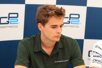 World © Octane Photographic Ltd. Friday 25th July 2014. GP2 Qualifying Press Conference – Hungarian GP, Hungaroring - Budapest. Tom Dillmann (2nd) - EQ8 Caterham Racing. Digital Ref : 1059CB7D6634