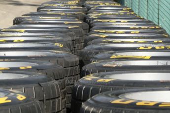 World © Octane Photographic Ltd. Friday 25th July 2014. GP3 Practice Session. Hungarian GP, Hungaroring - Budapest. GP3 wet tyres ready for Sunday's forecast. Digital Ref : 1060CB7D6415