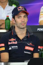 World © Octane Photographic Ltd. Thursday 24th July 2014. Hungarian GP, Hungaroring - Budapest Formula 1 FIA Press Conference. Scuderia Toro Rosso STR9 - Jean-Eric Vergne. Digital Ref: 1054LB1D8921