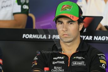 World © Octane Photographic Ltd. Thursday 24th July 2014. Hungarian GP, Hungaroring - Budapest - Formula 1 FIA Press Conference. Sahara Force India VJM07 – Sergio Perez. Digital Ref: 1054LB1D8972