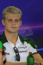 World © Octane Photographic Ltd. Thursday 24th July 2014. Hungarian GP, Hungaroring - Budapest - Formula 1 FIA Press Conference. Caterham F1 Team CT05 – Marcus Ericsson. Digital Ref : 1054LB1D8999