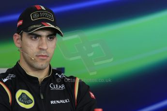 World © Octane Photographic Ltd. Thursday 24th July 2014. Hungarian GP, Hungaroring - Budapest - Formula 1 FIA Press Conference. Lotus F1 Team E22 – Pastor Maldonado. Digital Ref: 1054LB1D9015