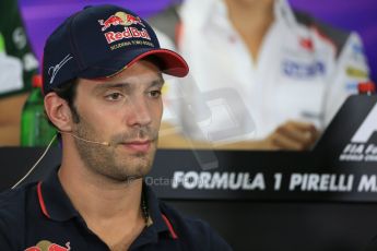 World © Octane Photographic Ltd. Thursday 24th July 2014. Hungarian GP, Hungaroring - Budapest Formula 1 FIA Press Conference. Scuderia Toro Rosso STR9 - Jean-Eric Vergne. Digital Ref: 1054LB1D9077