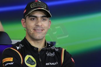 World © Octane Photographic Ltd. Thursday 24th July 2014. Hungarian GP, Hungaroring - Budapest - Formula 1 FIA Press Conference. Lotus F1 Team E22 – Pastor Maldonado. Digital Ref: 1054LB1D9123