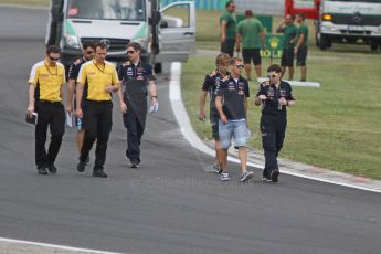 World © Octane Photographic Ltd. Thursday 24th July 2014. Hungarian GP, Hungaroring - Budapest. Formula 1. Infiniti Red Bull Racing track walk with Sebastian Vettel. Digital Ref: 1053CB7D6186