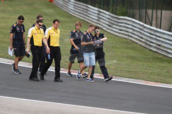 World © Octane Photographic Ltd. Thursday 24th July 2014. Hungarian GP, Hungaroring - Budapest. Formula 1 Practice 1. Infiniti Red Bull Racing track walk with Sebastian Vettel. Digital Ref: 1053CB7D6191