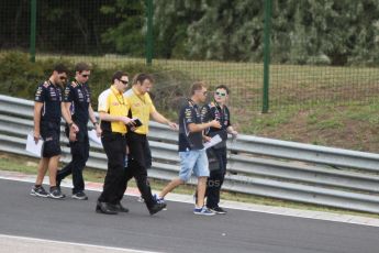 World © Octane Photographic Ltd. Thursday 24th July 2014. Hungarian GP, Hungaroring - Budapest. Formula 1 Practice 1. Infiniti Red Bull Racing track walk with Sebastian Vettel. Digital Ref: 1053CB7D6197