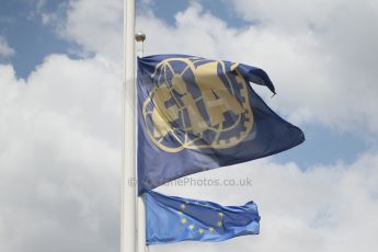 World © Octane Photographic Ltd. Thursday 24th July 2014. Hungarian GP, Hungaroring - Budapest. F1. FIA and European Union (EU) flags. Digital Ref: 1053CB7D6400