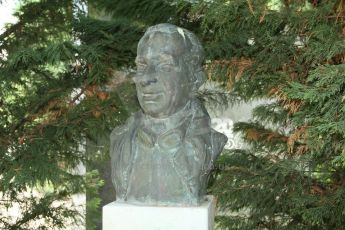 World © Octane Photographic Ltd. Thursday 24th July 2014. Hungarian GP, Hungaroring - Budapest. Formula 1 World Champions statues - Juan Manual Fangio. Digital Ref: