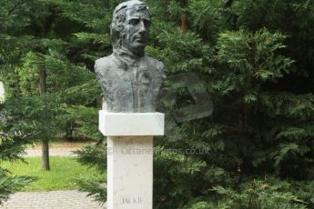 World © Octane Photographic Ltd. Thursday 24th July 2014. Hungarian GP, Hungaroring - Budapest. Formula 1 World Champions statues - Jackie Stewart. Digital Ref: