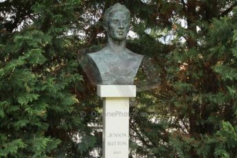 World © Octane Photographic Ltd. Thursday 24th July 2014. Hungarian GP, Hungaroring - Budapest. Formula 1 World Champions statues - Jenson Button. Digital Ref: