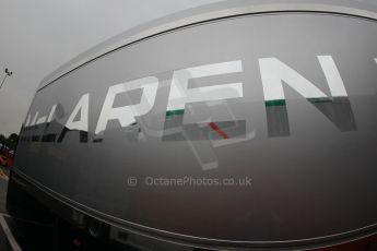 World © Octane Photographic Ltd. Tuesday 13th May 2014. Circuit de Catalunya - Spain - Formula 1 In-Season testing. McLaren Mercedes logo on transporter. Digital Ref: