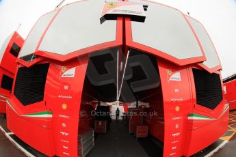 World © Octane Photographic Ltd. Tuesday 13th May 2014. Circuit de Catalunya - Spain - Formula 1 In-Season testing. Scuderia Ferrari engineering motorhome. Digital Ref: