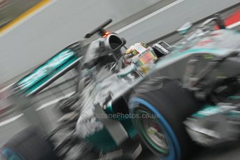 World © Octane Photographic Ltd. Tuesday 13th May 2014. Circuit de Catalunya - Spain - Formula 1 In-Season testing. Mercedes AMG Petronas F1 W05 Hybrid – Lewis Hamilton. Digital Ref:
