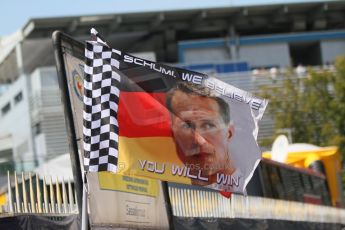 World © Octane Photographic Ltd. Saturday 6th September 2014. Italian GP, Monza - Italy, Atmosphere. Schumi, We believe you will win flagDigital Ref : 1105CB7D9932