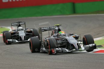 World © Octane Photographic Ltd. Friday 5th September 2014, Italian GP, Monza - Italy - Formula 1 Practice 1. Sauber C33 – Esteban Gutierrez and Giedo van der Garde. Digital Ref : 1094LB1D3431