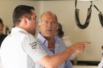 World © Octane Photographic Ltd. Saturday 6th September 2014, Italian GP, Monza - Italy. - Formula 1 Qualifying. McLaren Mercedes Ron Dennis C.B.E and Eric Boullier. Digital Ref: 1104CB7D0005