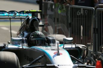 World © Octane Photographic Ltd. Saturday 6th September 2014, Italian GP, Monza - Italy. - Formula 1 Qualifying Parc Ferme. Mercedes AMG Petronas F1 W05 Hybrid - Nico Rosberg. Digital Ref: 1106LB1D6222