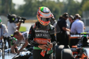 World © Octane Photographic Ltd. Saturday 6th September 2014, Italian GP, Monza - Italy. - Formula 1 Qualifying Parc Ferme. Sahara Force India VJM07 – Nico Hulkenburg. Digital Ref : 1106LB1D6279