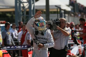 World © Octane Photographic Ltd. Saturday 6th September 2014, Italian GP, Monza - Italy. - Formula 1 Qualifying Parc Ferme. Mercedes AMG Petronas F1 W05 Hybrid – Lewis Hamilton. Digital Ref: 1106LB1D6309