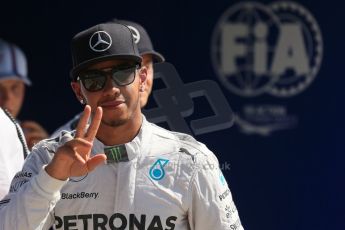 World © Octane Photographic Ltd. Saturday 6th September 2014, Italian GP, Monza - Italy. - Formula 1 Qualifying Parc Ferme. Mercedes AMG Petronas F1 W05 Hybrid – Lewis Hamilton. Digital Ref: 1106LB1D6323