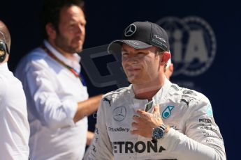 World © Octane Photographic Ltd. Saturday 6th September 2014, Italian GP, Monza - Italy. - Formula 1 Qualifying Parc Ferme. Mercedes AMG Petronas F1 W05 Hybrid - Nico Rosberg (2nd). Digital Ref: 1106LB1D6330