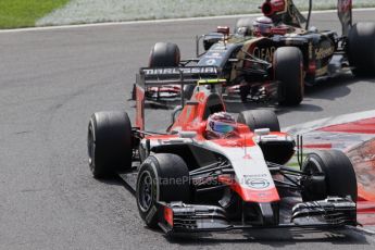 World © Octane Photographic Ltd. Sunday 7th September 2014, Italian GP, Monza - Italy. - Formula 1 Race. Marussia F1 Team MR03 – Max Chilton and Lotus F1 Team E22 - Romain Grosjean. Digital Ref: 1112LB1D6026
