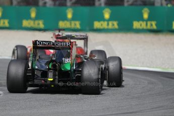 World © Octane Photographic Ltd. Sunday 7th September 2014, Italian GP, Monza - Italy. - Formula 1 Race. Scuderia Ferrari F14T - Fernando Alonso and Sahara Force India VJM07 – Sergio Perez. Digital Ref: 1112LB1D6317