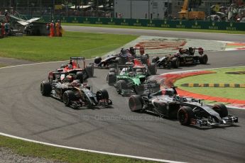 World © Octane Photographic Ltd. Sunday 7th September 2014, Italian GP, Monza - Italy. - Formula 1 Race. Sauber C33 – Adrian Sutil heading up the back markers on the 1st lap. Digital Ref: 1112LB1D7847