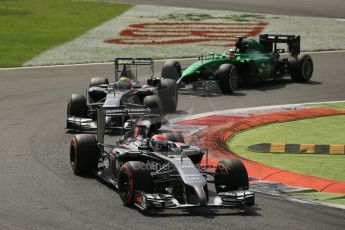 World © Octane Photographic Ltd. Sunday 7th September 2014, Italian GP, Monza - Italy. - Formula 1 Race. Sauber C33 – Adrian Sutil and Esteban Gutierrez ahead of Caterham F1 Team CT05 – Kamui Koyayashi. Digital Ref: 1112LB1D7908
