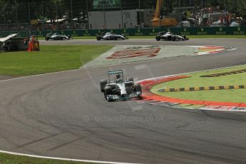 World © Octane Photographic Ltd. Sunday 7th September 2014, Italian GP, Monza - Italy. - Formula 1 Race. Mercedes AMG Petronas F1 W05 Hybrid - Nico Rosberg ahead of Magnussen (McLaren), Massa (Williams) and Hamilton (Mercedes). Digital Ref: 1112LB1D8000