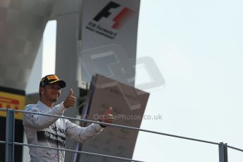 World © Octane Photographic Ltd. Sunday 7th September 2014, Italian GP, Monza - Italy. - Formula 1 Podium. Mercedes AMG Petronas F1 W05 v– Lewis Hamilton (1st). Digital Ref: 1113LB1D8485