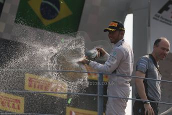 World © Octane Photographic Ltd. Sunday 7th September 2014, Italian GP, Monza - Italy. - Formula 1 Podium. Mercedes AMG Petronas F1 W05 Hybrid – Lewis Hamilton (1st). Digital Ref: 1113LB1D8651